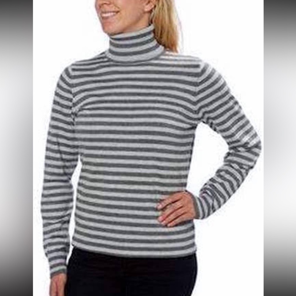 Joseph A. Medium Grey‎ Stripes Turtleneck Sweater